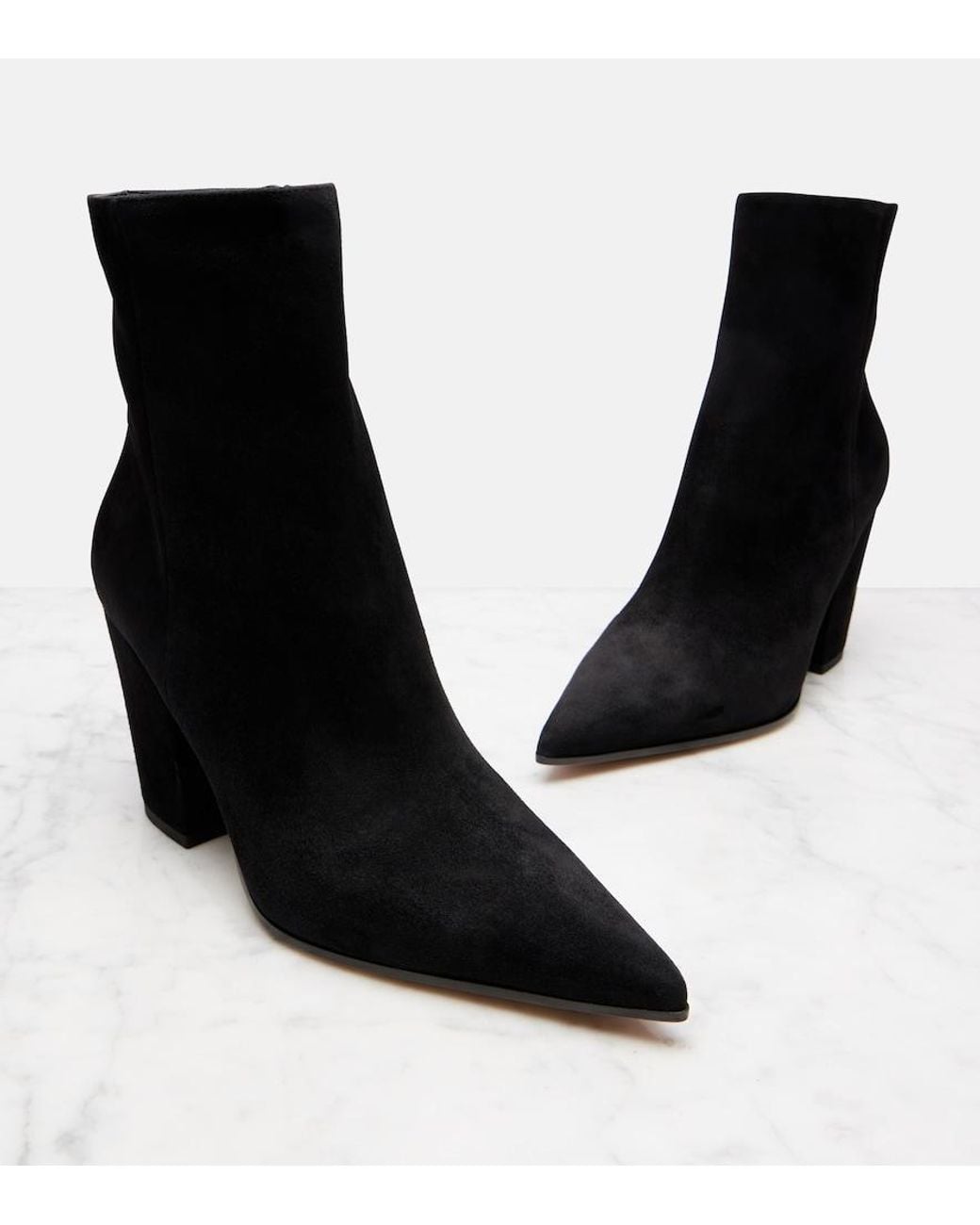 Gianvito Rossi Black Keinna 85 Suede Ankle Boots