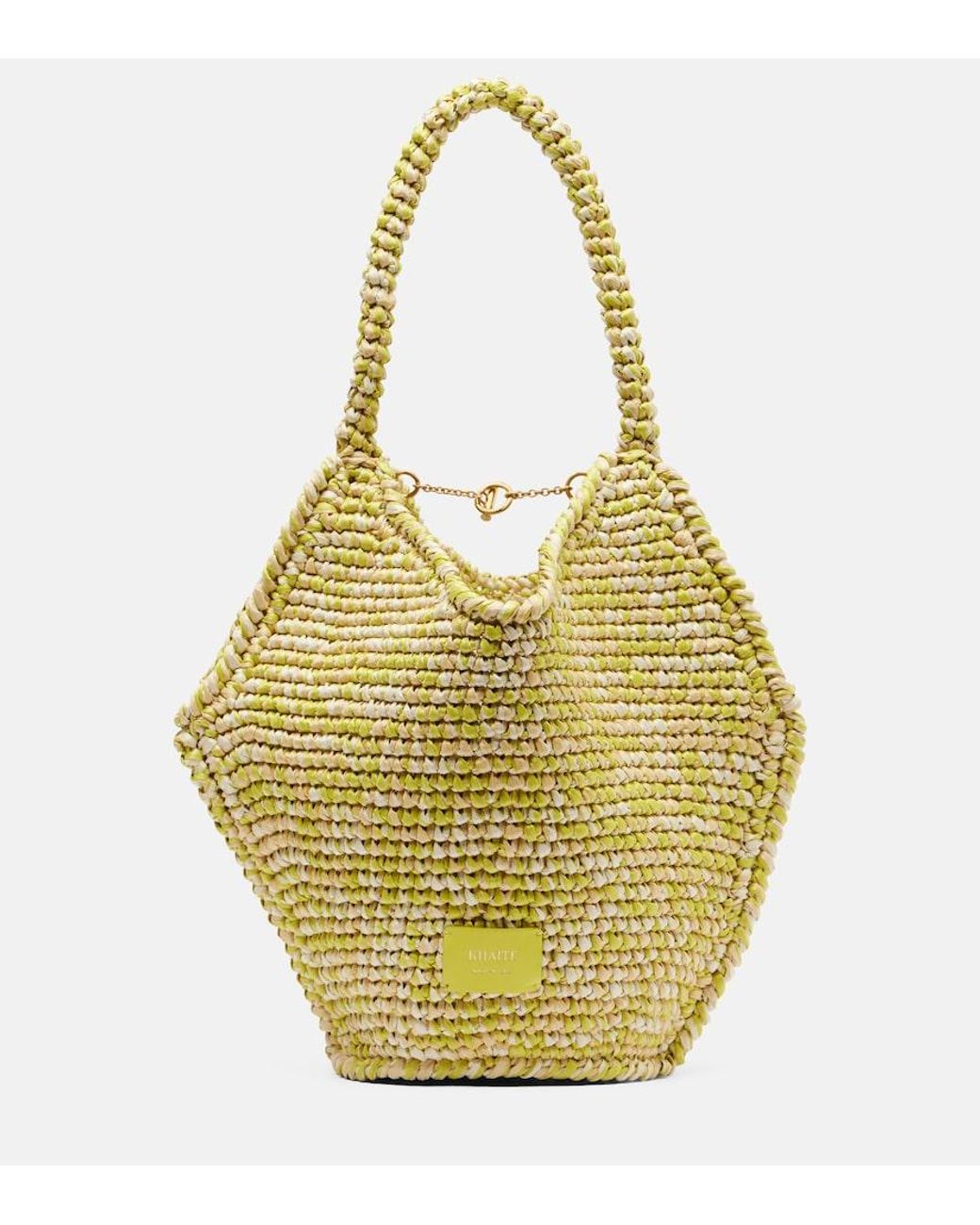 Khaite Metallic Lotus Mini Raffia Tote Bag
