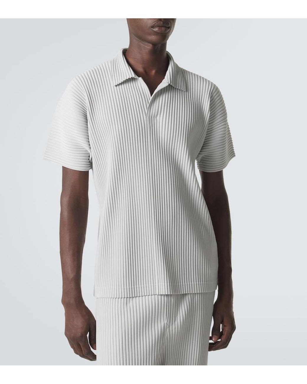 Homme Plissé Issey Miyake Gray Basics Pleated Polo Shirt for men