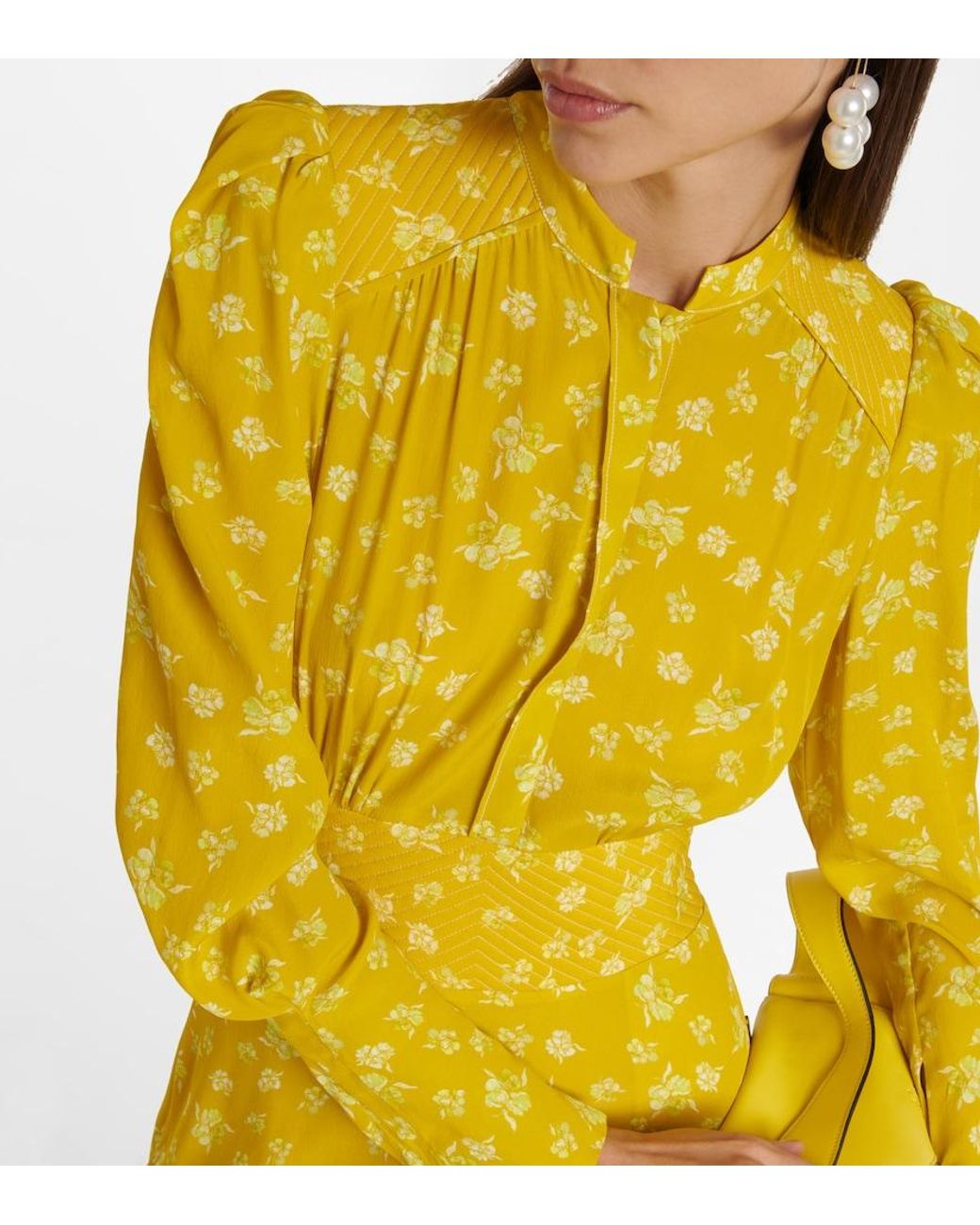 Dorothee Schumacher Yellow Eccentric Floral Silk-Blend Midi Dress