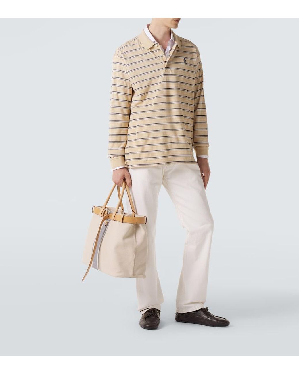 Prada Natural Buckle Leather-Trimmed Canvas Tote Bag for men