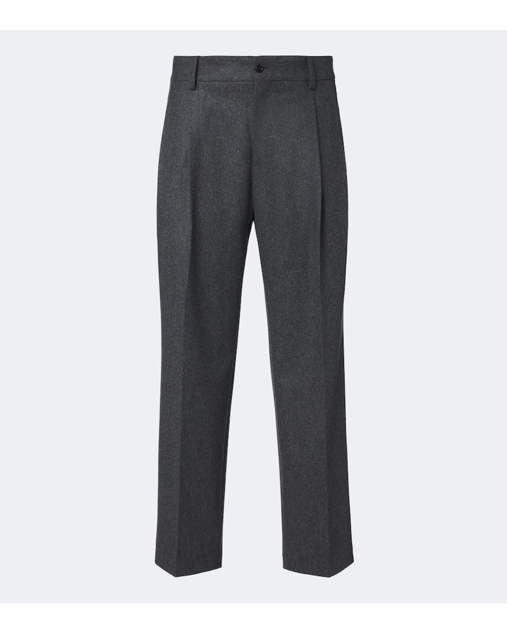 Dolce & Gabbana Gray Virgin Wool Flannel Wide-Leg Pants for men
