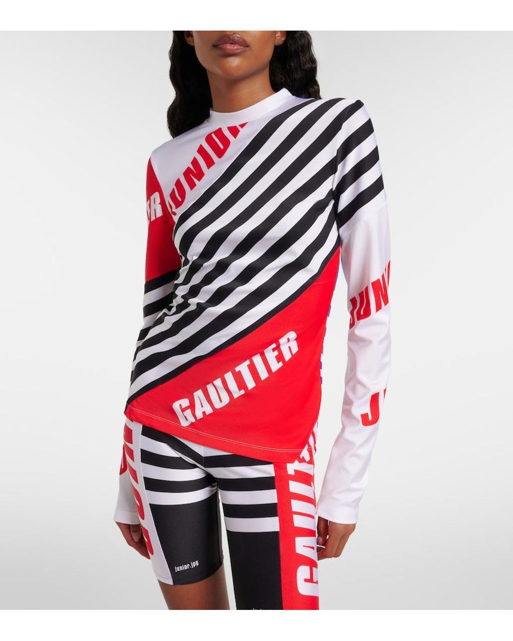 Jean Paul Gaultier Red Logo Striped Jersey T-Shirt