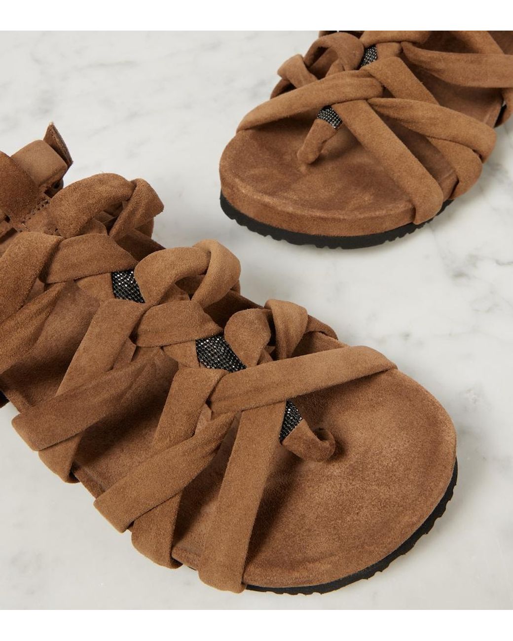 Brunello Cucinelli Brown Suede Sandals