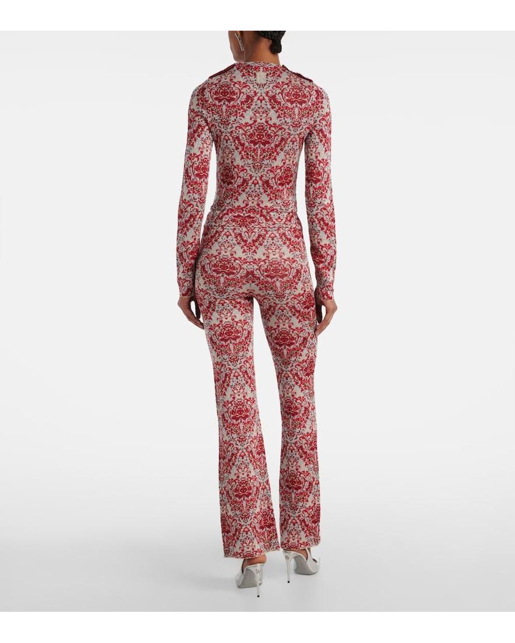 Rabanne Red Paisley Straight Pants
