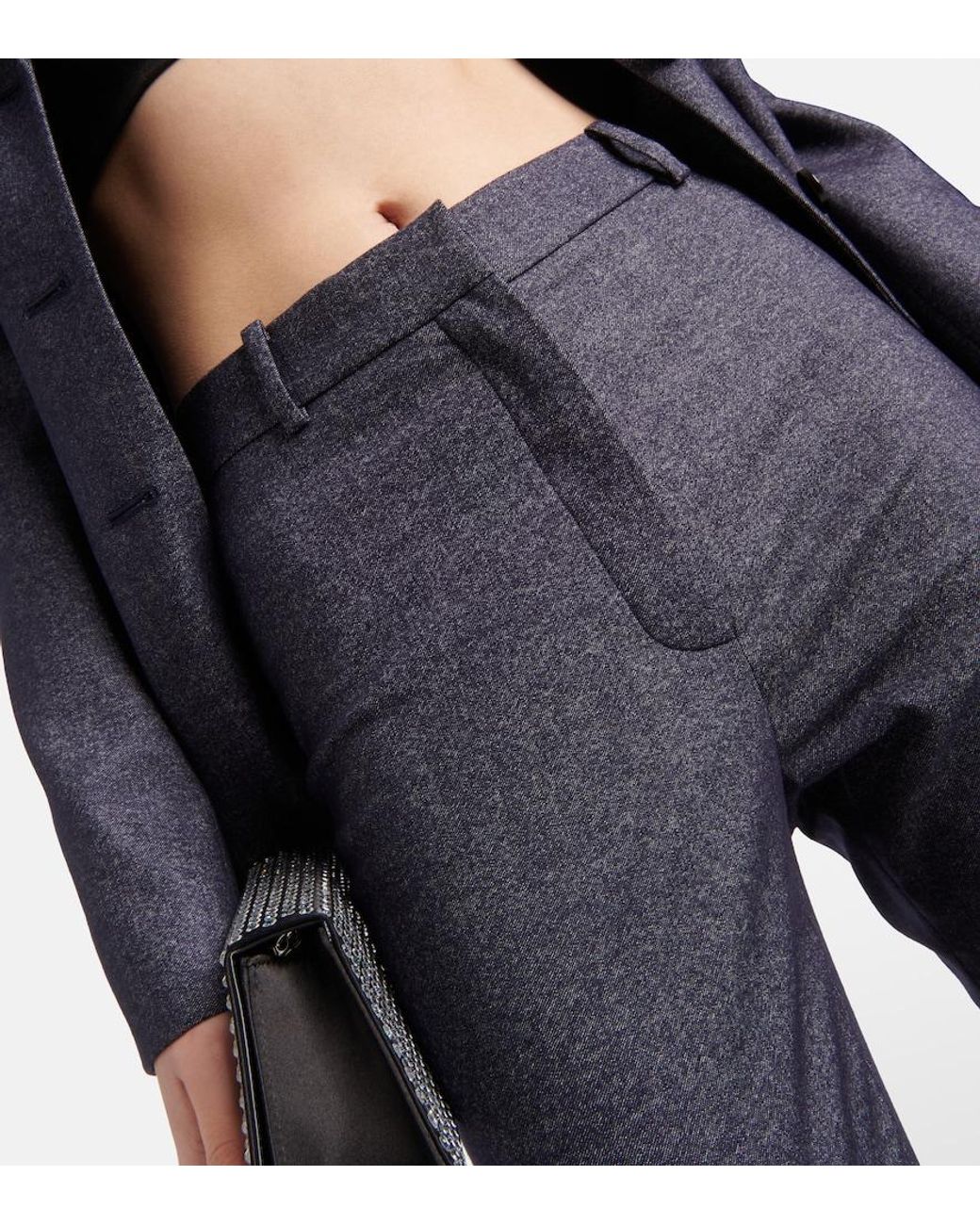Magda Butrym Gray High-Rise Wool And Cotton Cropped Pants