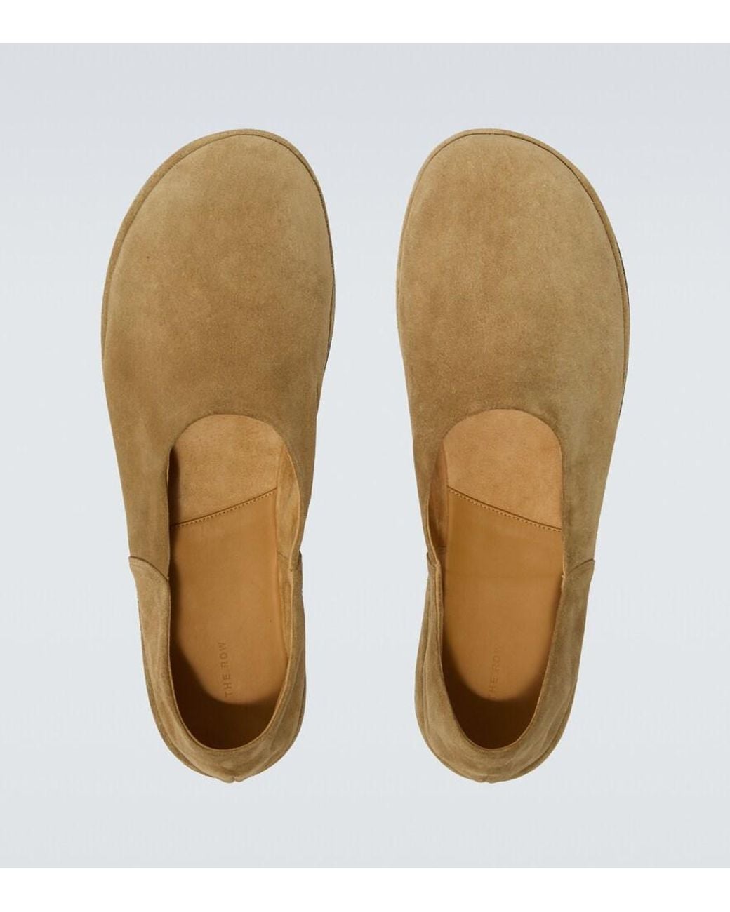 The Row Brown Canal Suede Slip-On Shoes for men