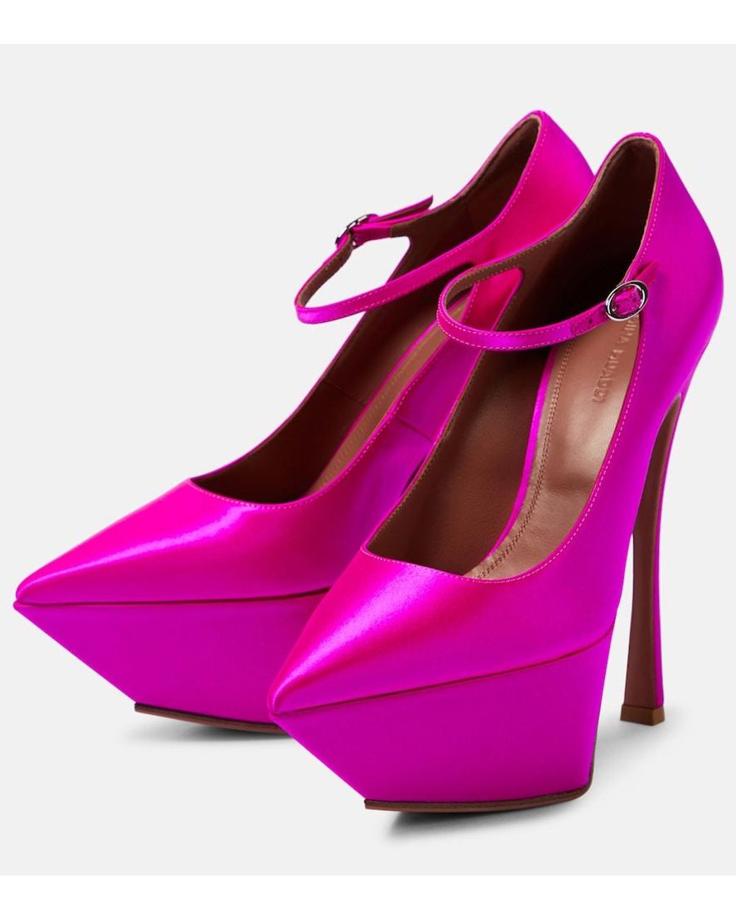 AMINA MUADDI Purple Yigit Satin Platform Pumps