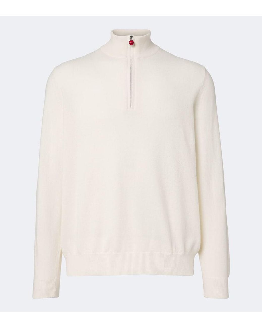 Kiton White Cashmere Half-Zip Sweater for men
