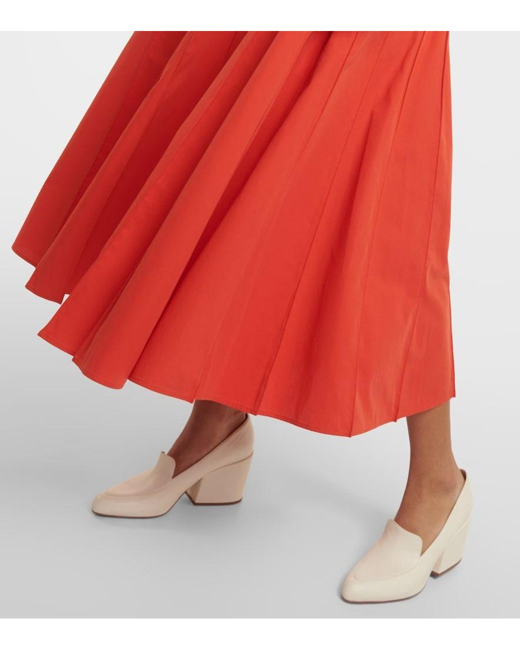 Gabriela Hearst Orange Caden Puff-Sleeve Cotton Midi Dress