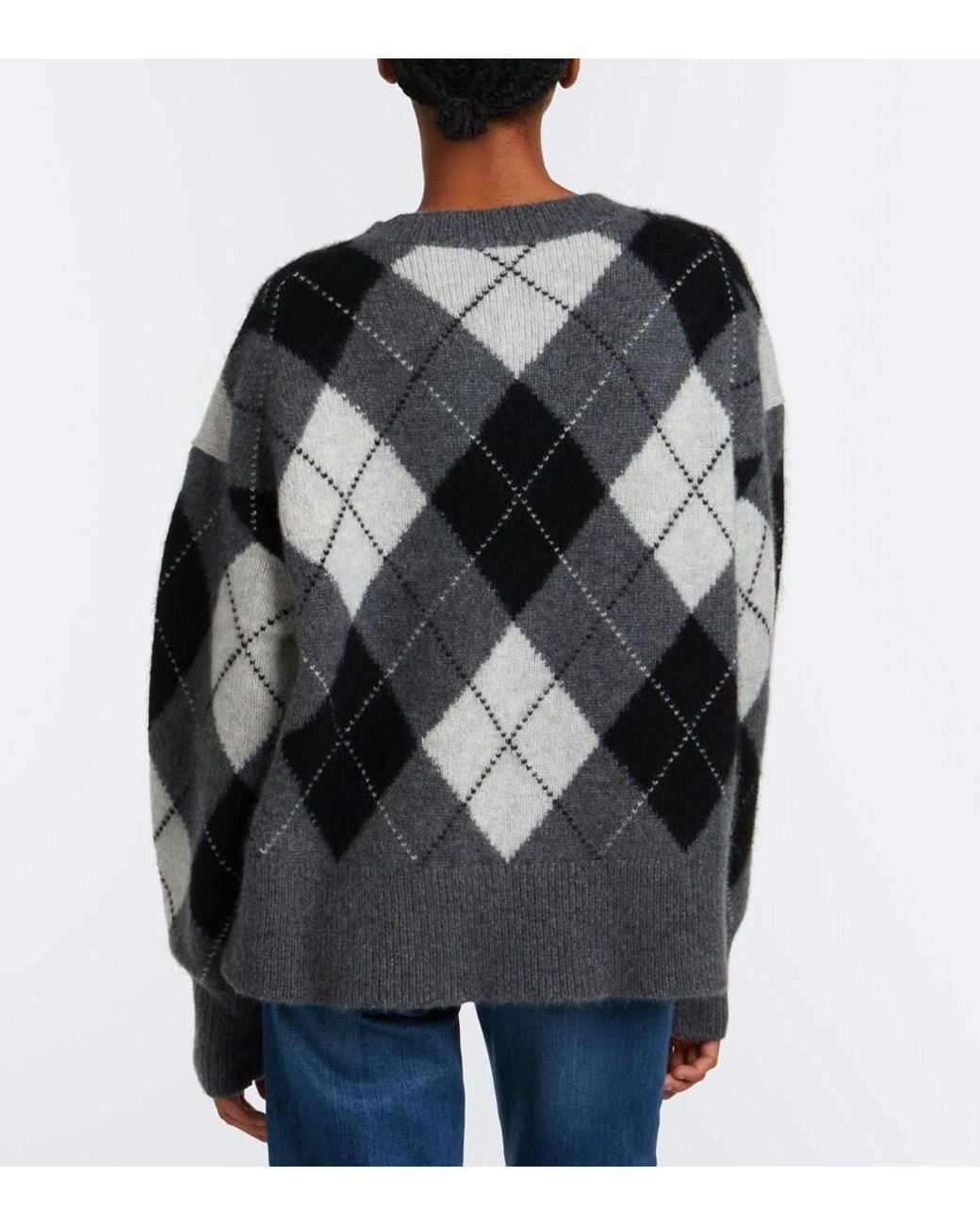 Nili Lotan Gray Donnika Argyle Cashmere And Silk Sweater