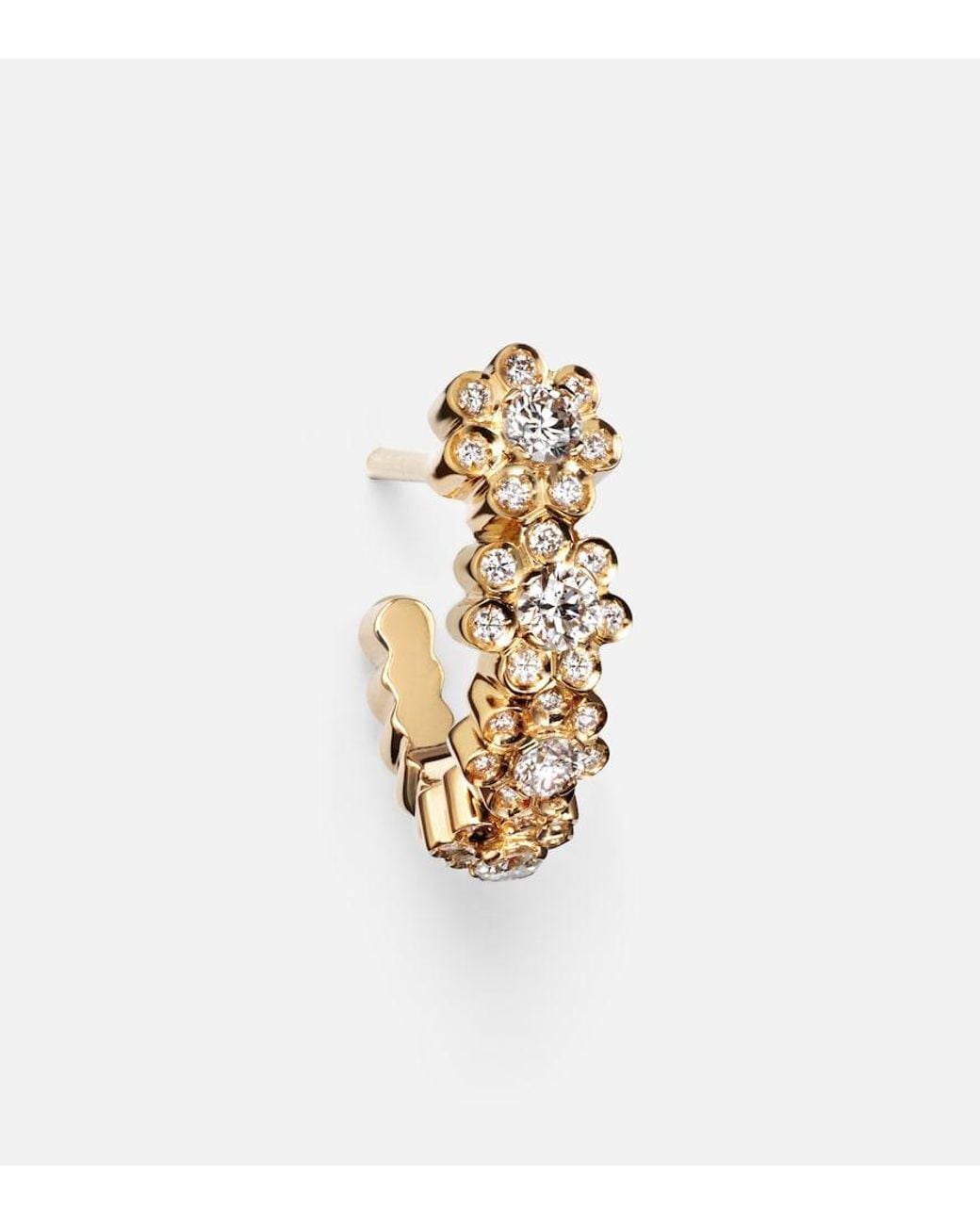 Sophie Bille Brahe Metallic Petite Boucle De Fleurs 18Kt Earrings With Diamonds