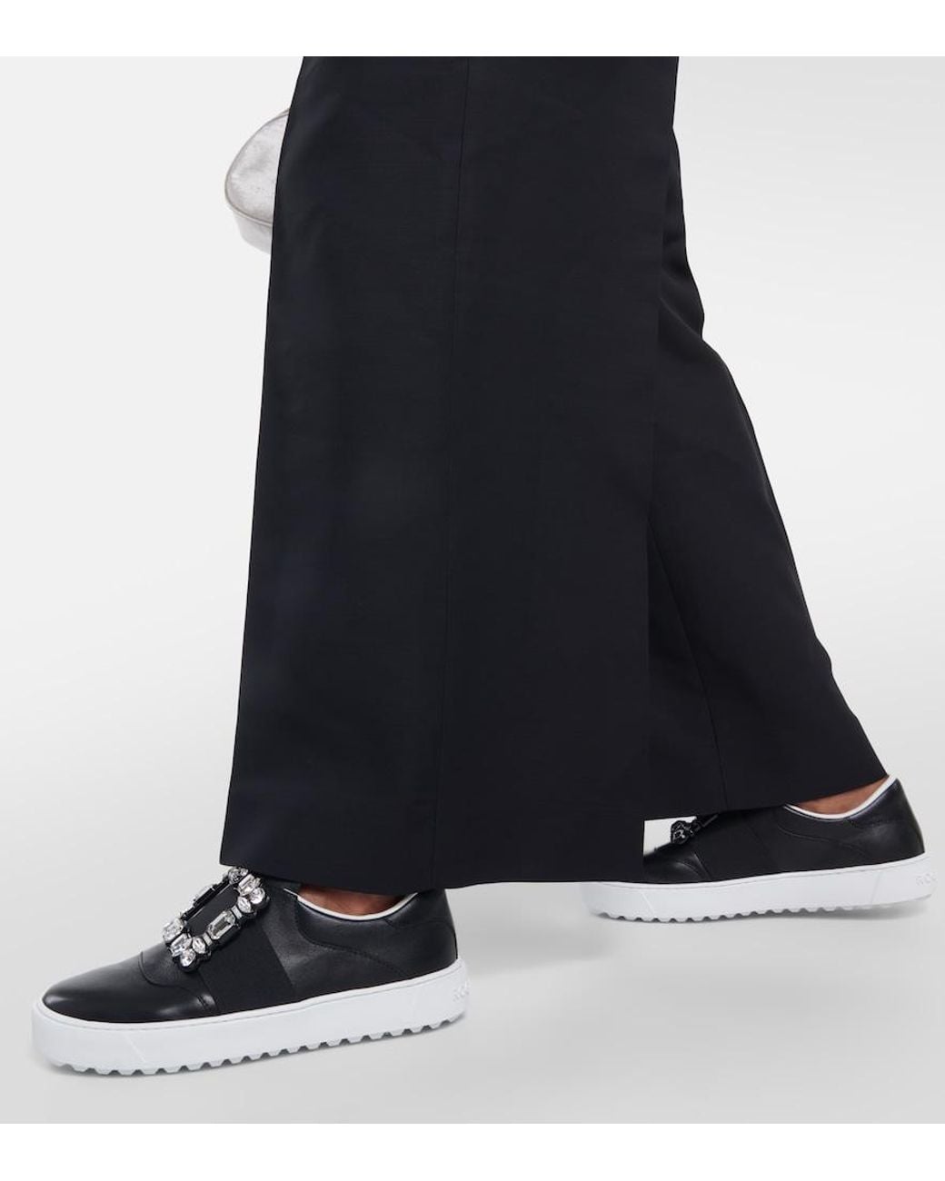 Roger Vivier Black Very Vivier Embellished Leather Sneakers