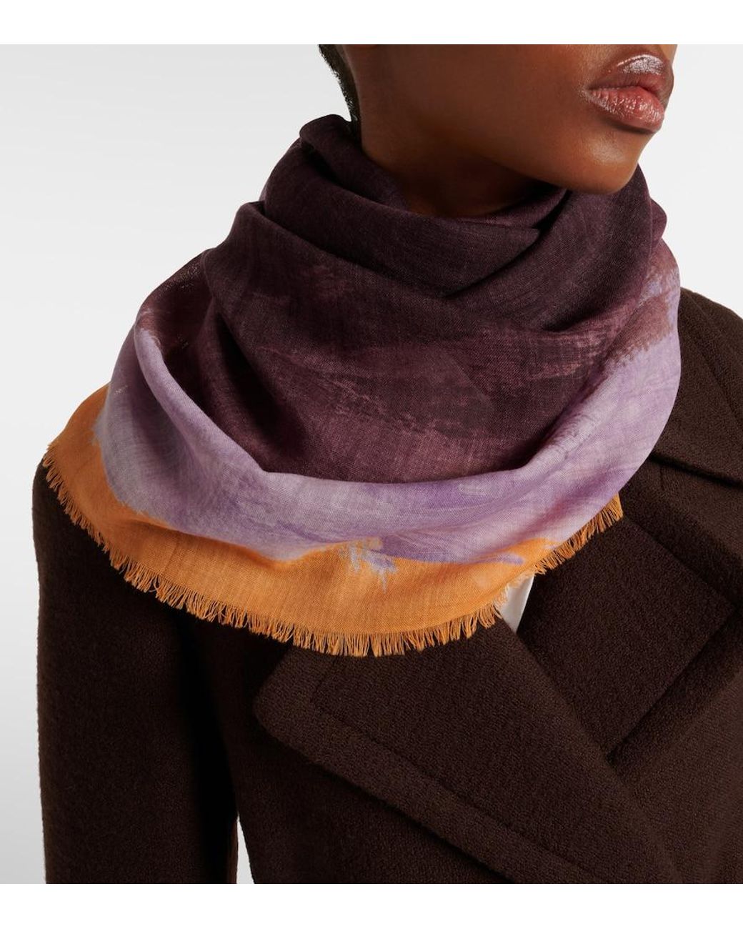 マフラー・ストール DRIES VAN NOTEN DARK BROWN MELANGE MOHAIR BLEND SCARF Dries Van Noten Dark Brown Melange Mohair Blend Scarf