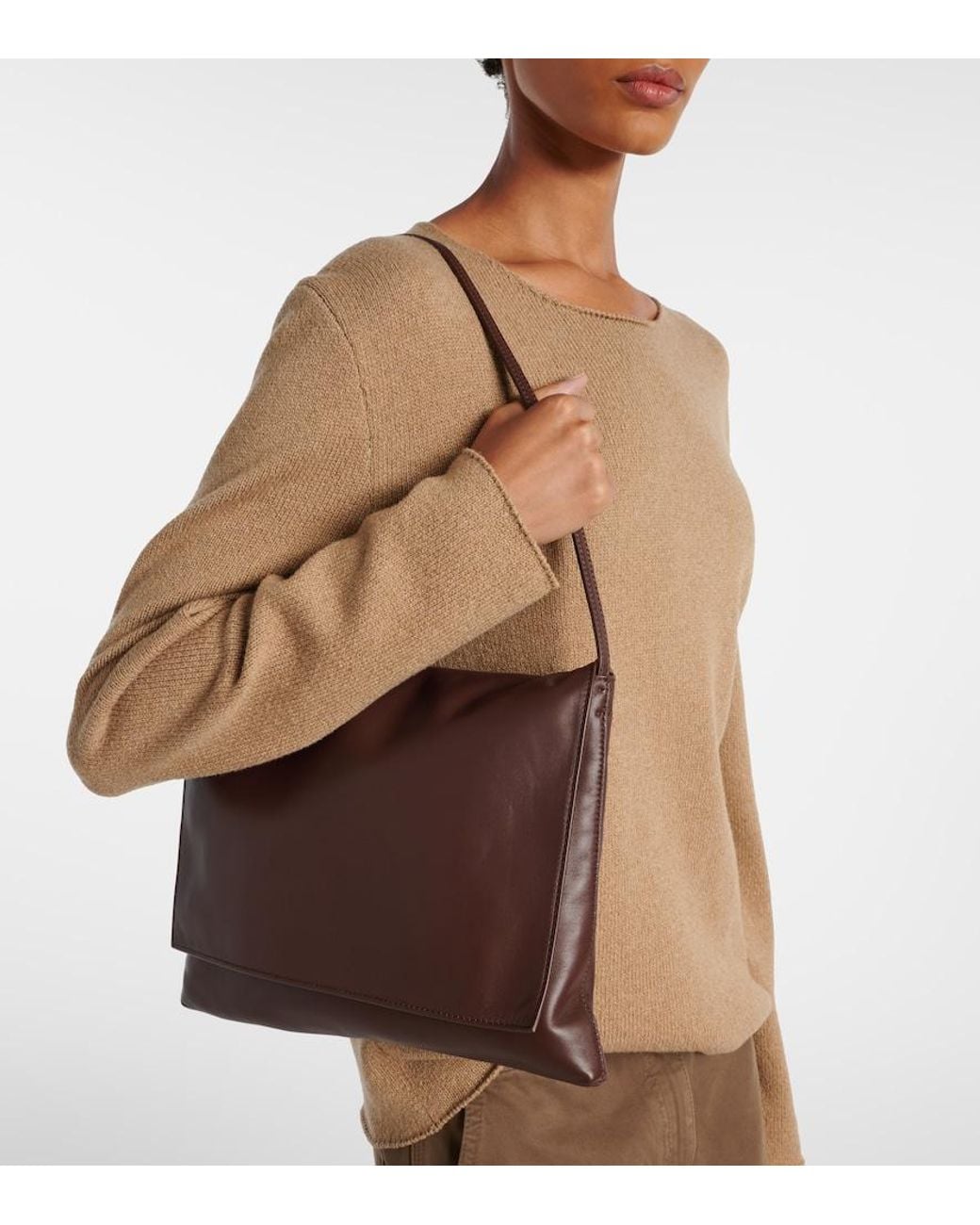 The Row Brown Schultertasche Nan Aus Leder