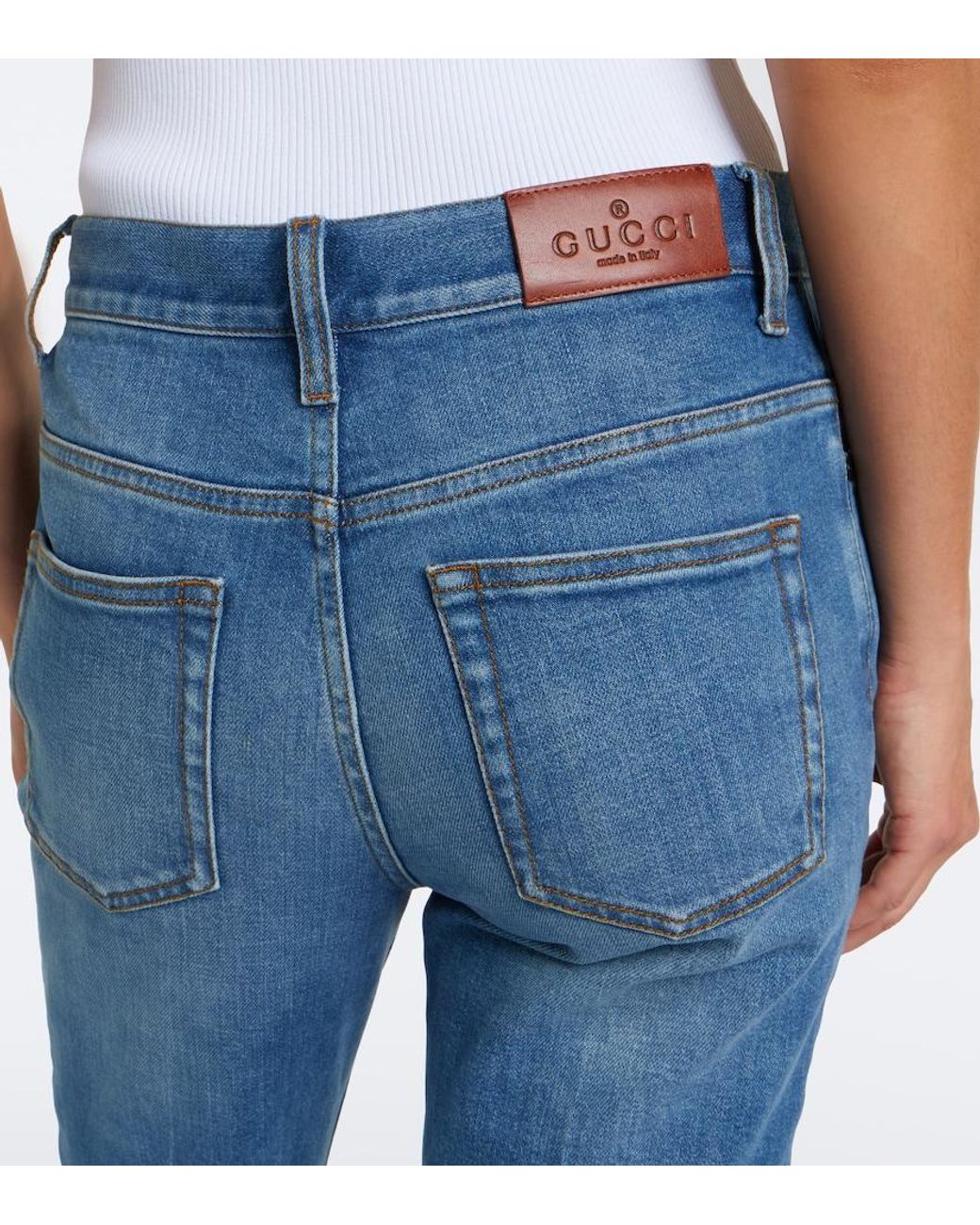Gucci Blue Mid-Rise Flared Jeans