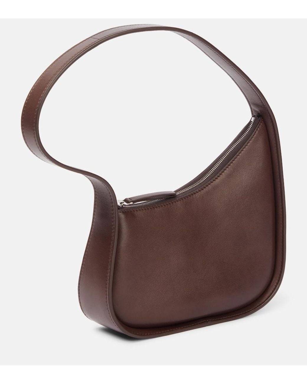 The Row Brown Schultertasche Half Moon Aus Leder