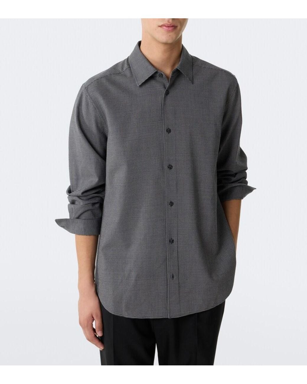 The Row Gray Victor Checked Virgin Wool Shirt for men
