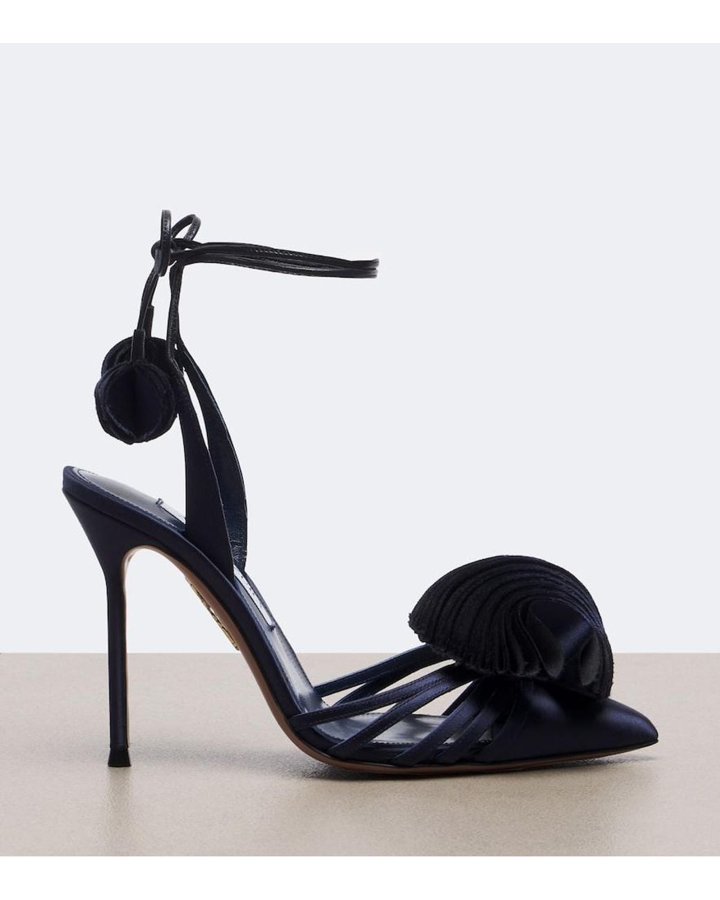 Aquazzura Blue Wild Bloom Satin Pumps
