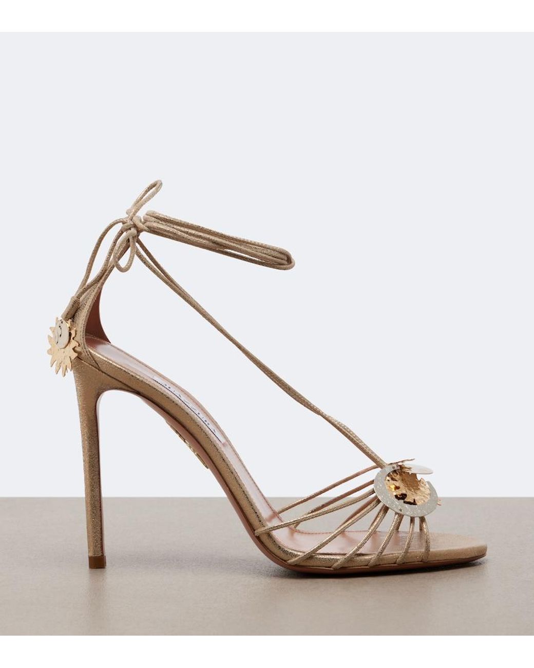 Aquazzura Metallic Night Stars Leather Sandals