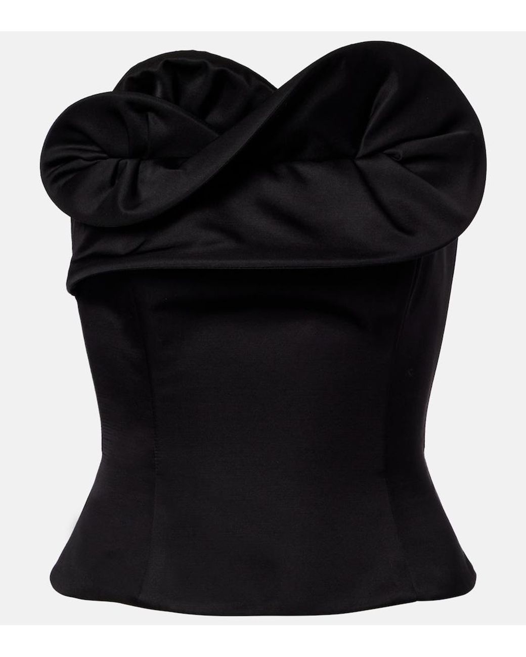 Magda Butrym Black Ruffled Wool And Silk Bustier Top