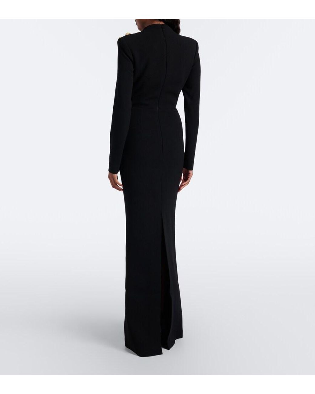 Rebecca Vallance Black Kensington Floral-Applique Gown