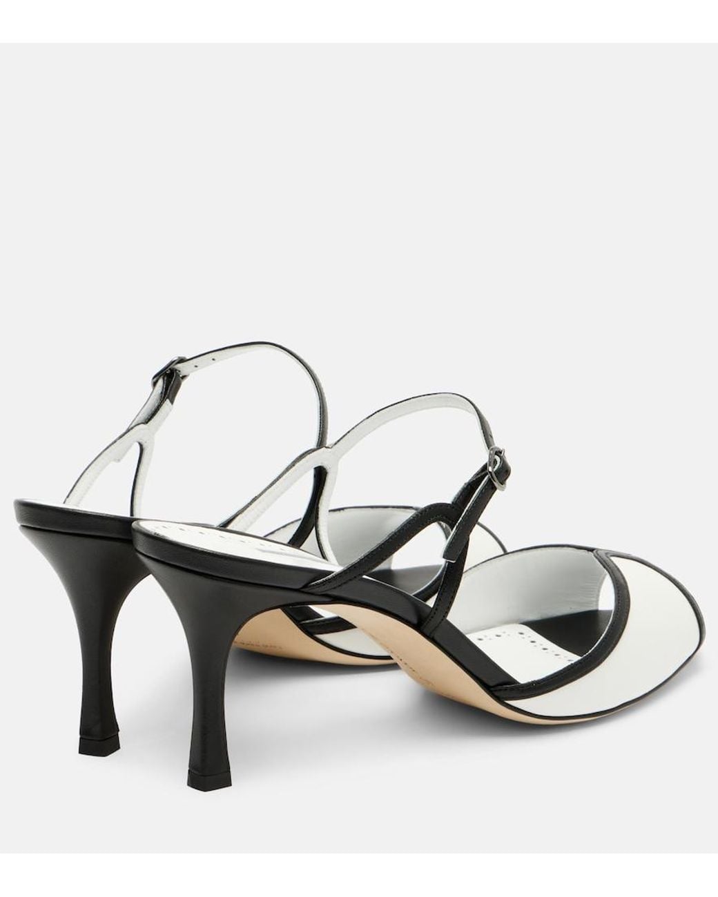 Manolo Blahnik White Versari 70 Leather Mules