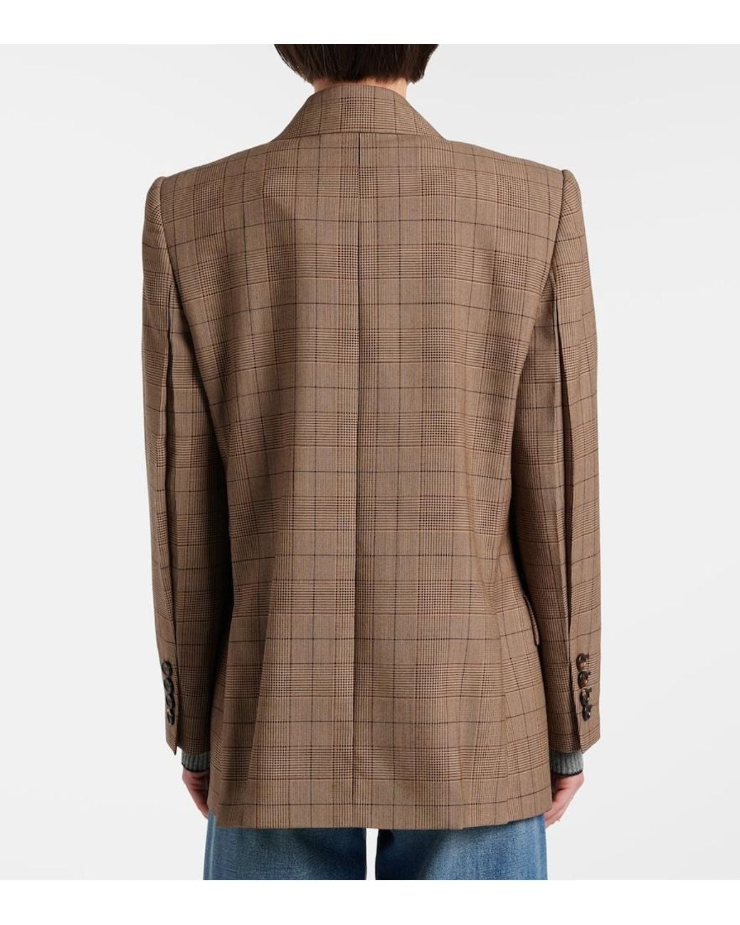 Chloé Brown Checked Wool Blazer