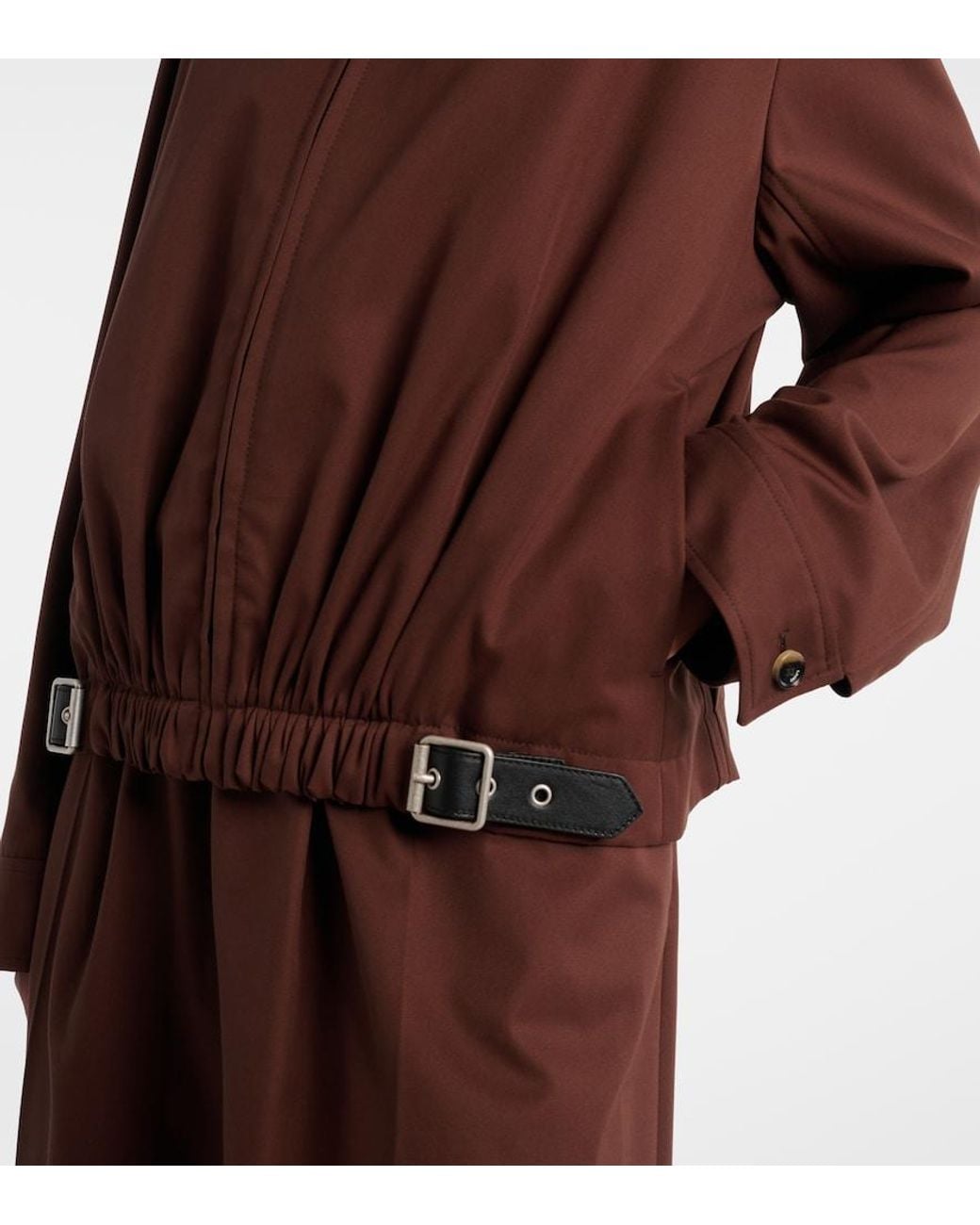 Chaqueta De Sarga De Algodon Y Seda Con Cinturon Loewe de color Brown