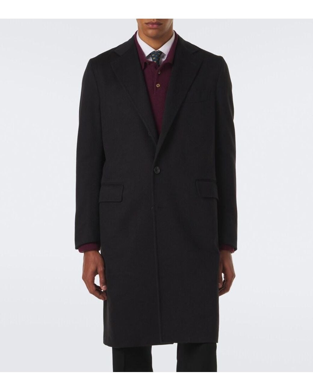 Rubinacci Black Cashmere Coat for men