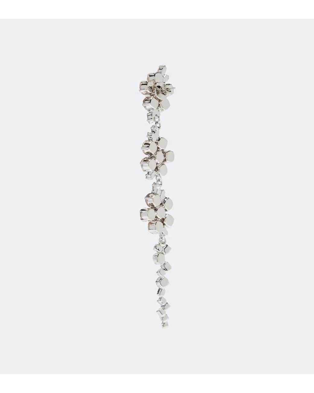 Simone Rocha White Floral Crystal-Embellished Drop Earrings