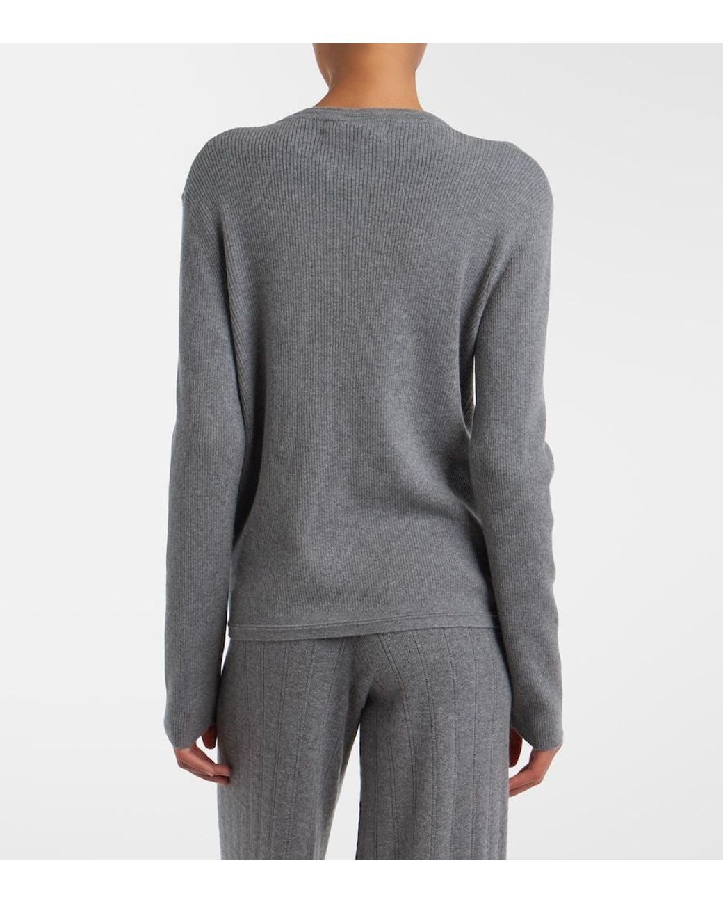 Lisa Yang Gray Abeena Ribbed-Knit Cotton And Cashmere Cardigan