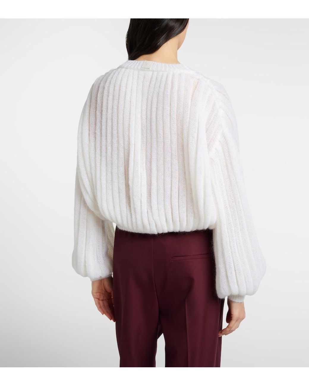 Loewe White Mohair And Cotton-Blend Sweater