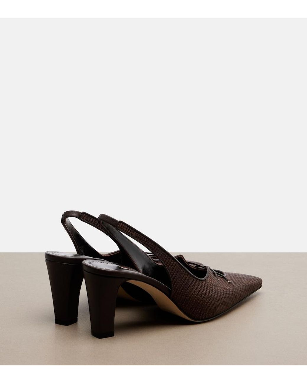 Manolo Blahnik Brown Montbalo Raffia Slingback Pumps