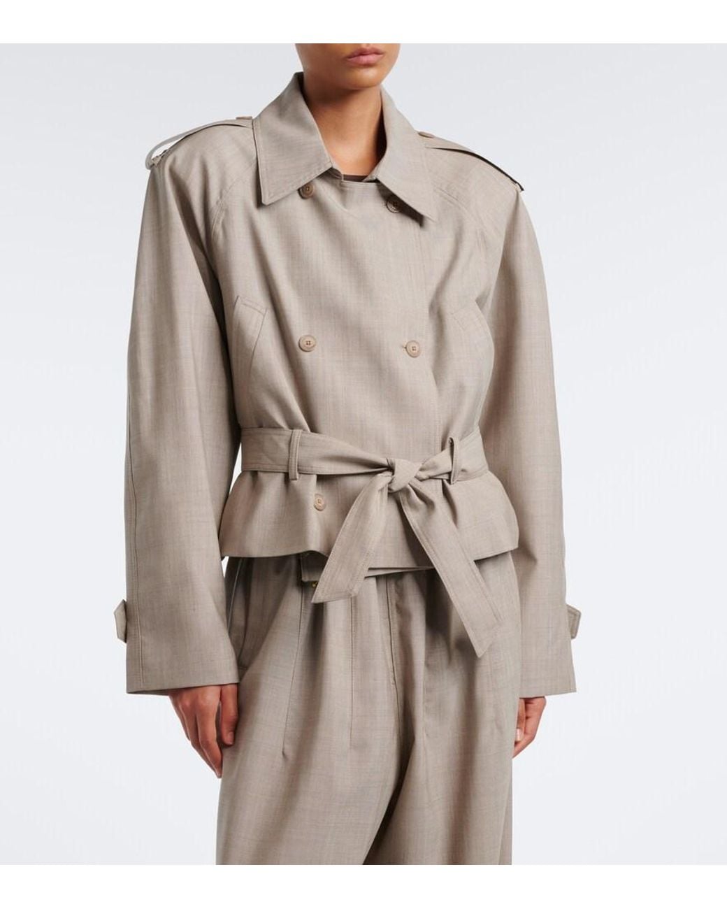 Frankie Shop Natural Stan Belted Wool Jacket