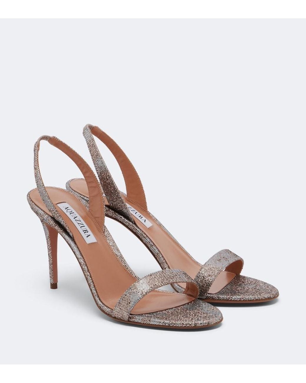 Aquazzura Brown So Nude Metallic Leather Slingback Sandals