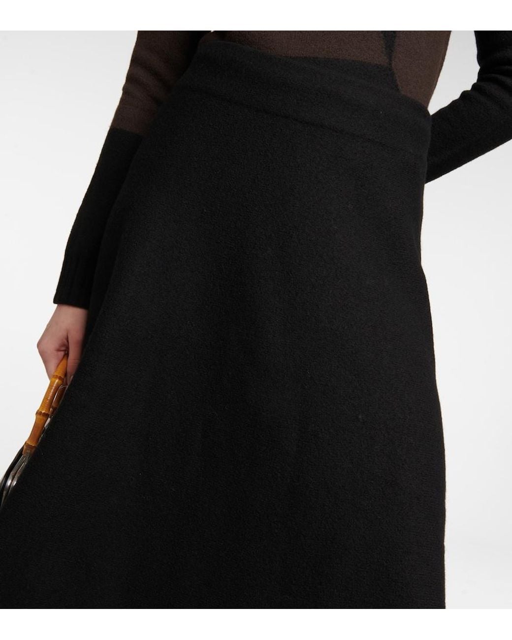 Jil Sander Black Virgin Wool Midi Skirt