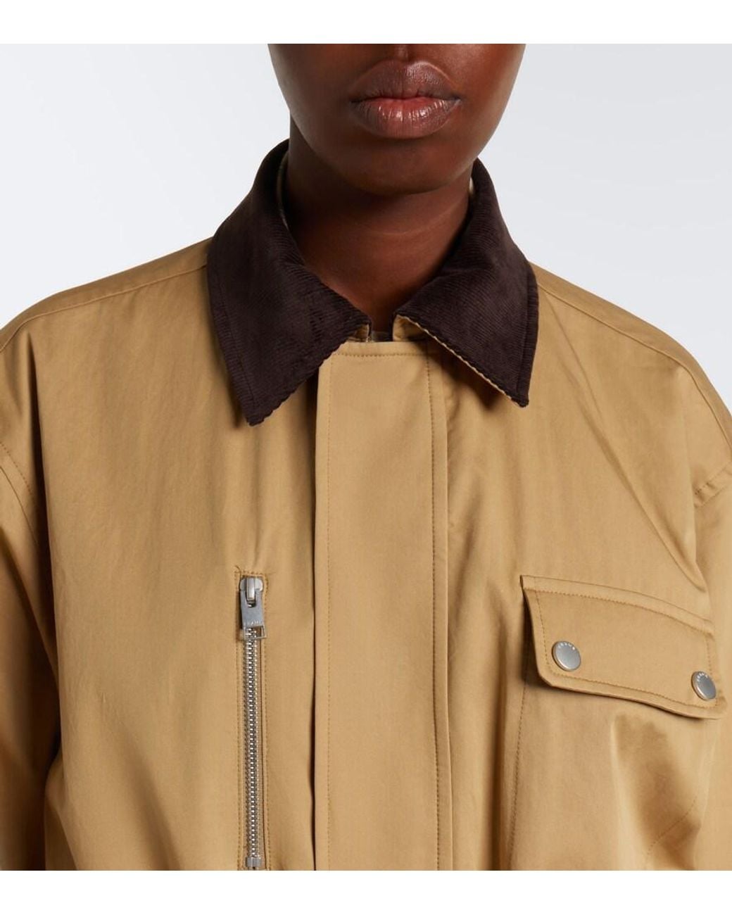 FRAME Natural Corduroy-Trimmed Cotton Twill Jacket