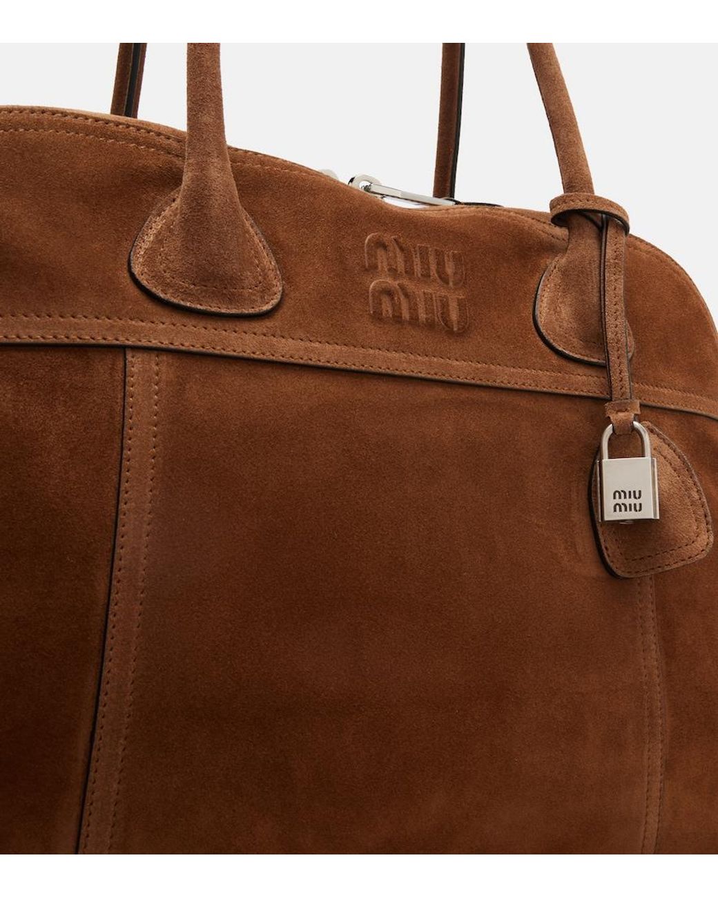 Miu Miu Brown Vivant Large Suede Bowling Bag
