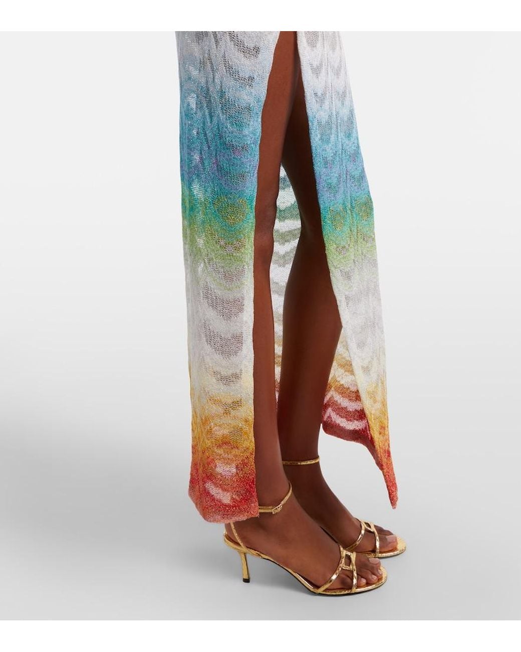 Missoni White Asymmetric Lame Maxi Dress