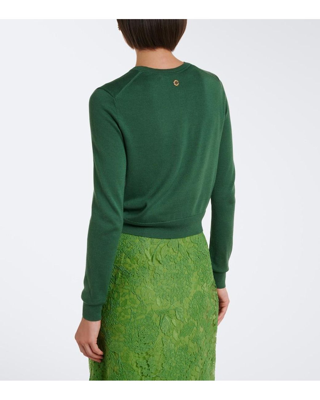 Carolina Herrera Green Silk And Cotton Cardigan