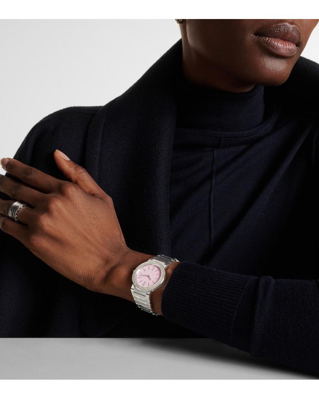 BVLGARI Multicolor 33Mm Stainless Steel Watch With Rubellite