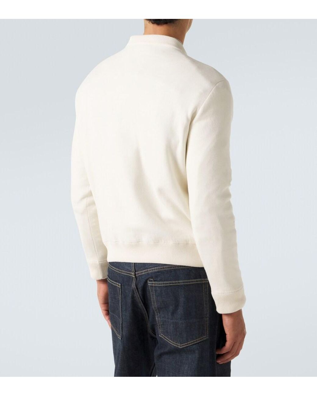 Moncler Natural Embroidered Cotton-Blend Sweater for men