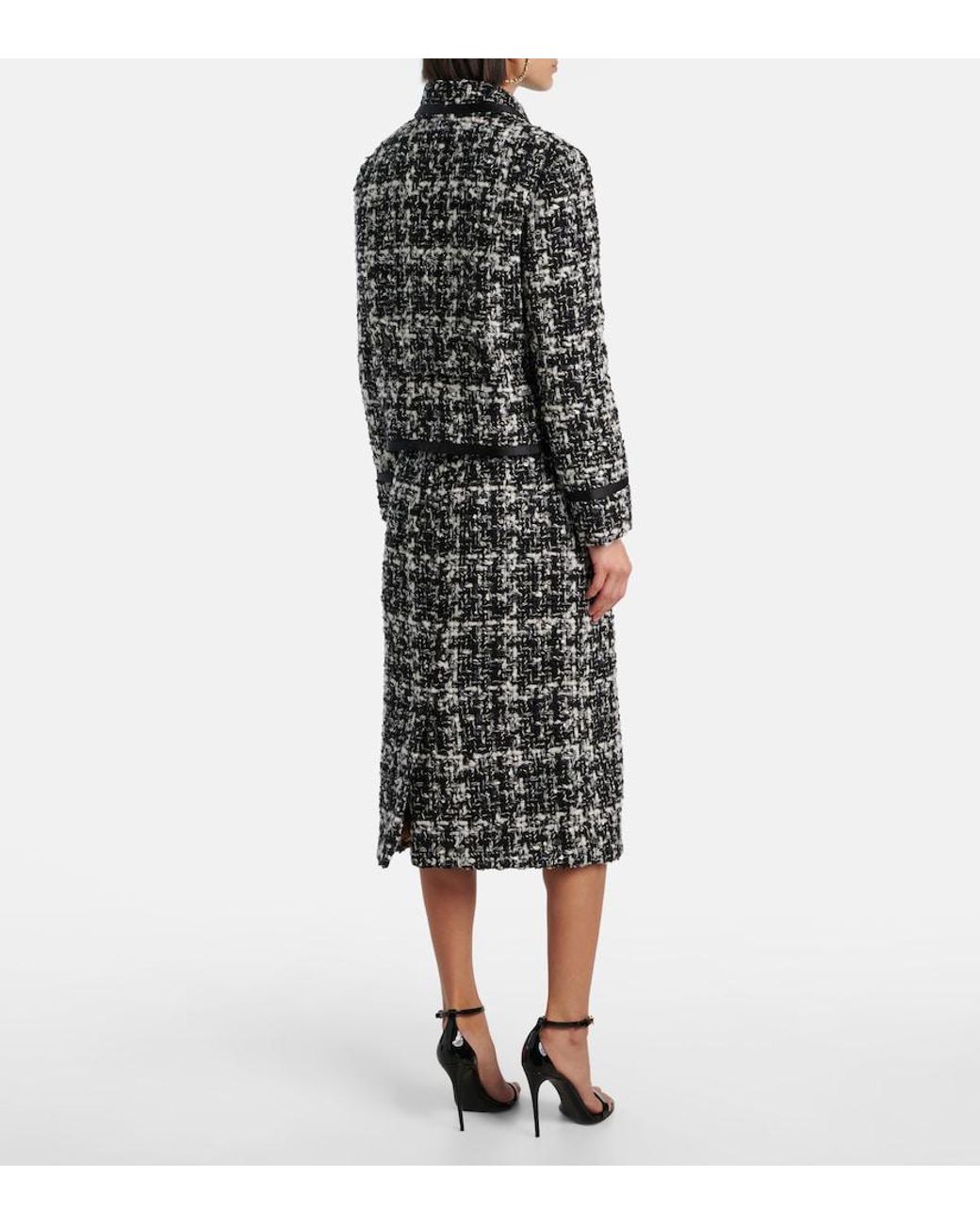 Dolce & Gabbana Black Checked Double-Breasted Boucle Jacket