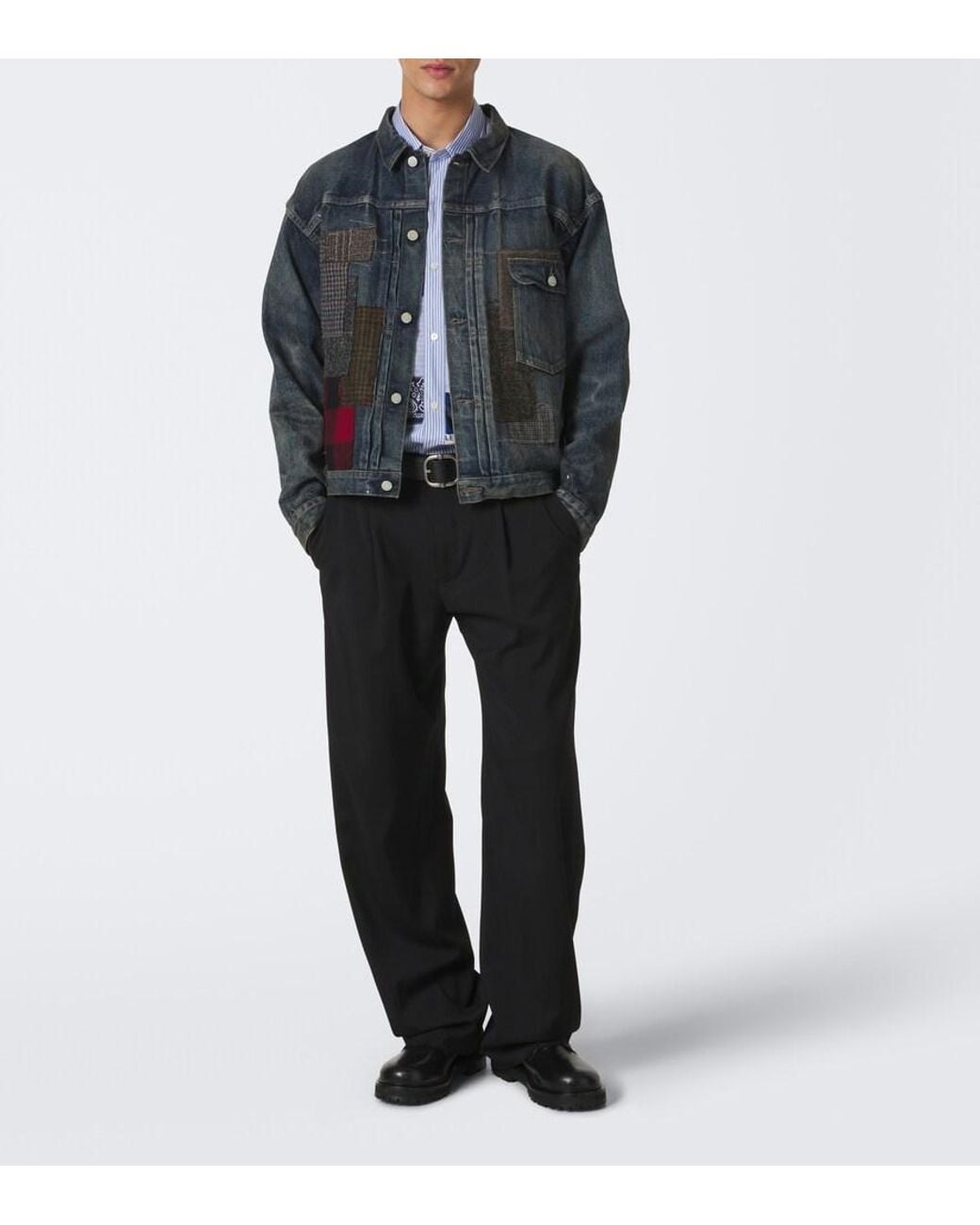 Junya Watanabe Blue Patchwork Denim Jacket for men