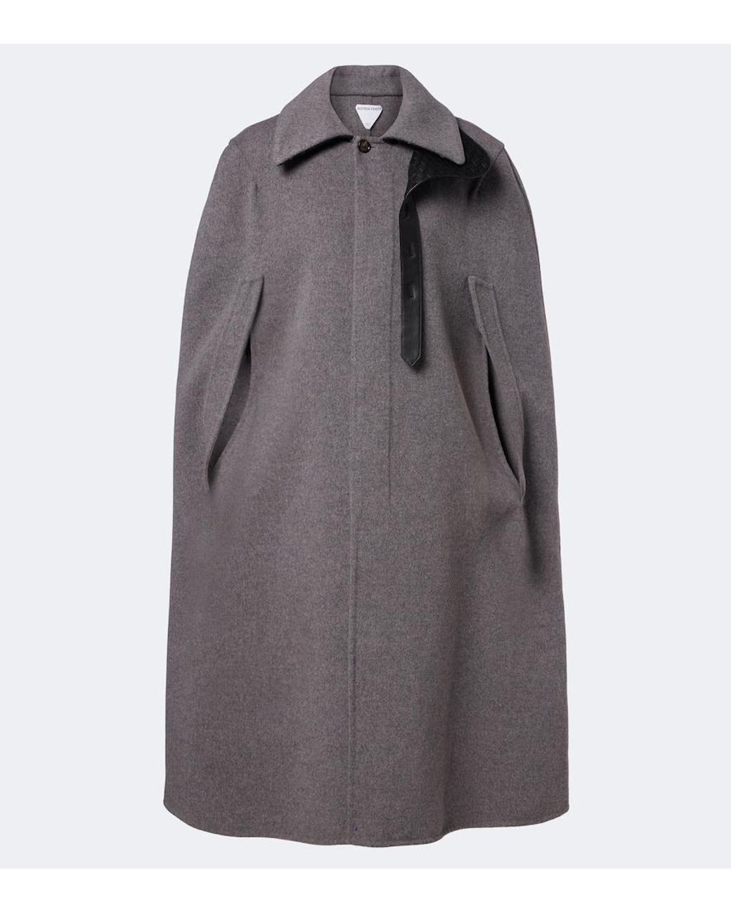 Bottega Veneta Gray Intrecciato Wool And Cashmere Cape