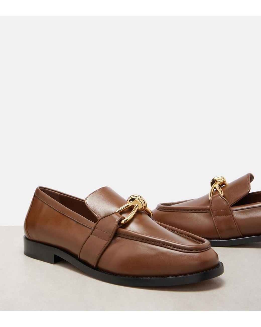Bottega Veneta Brown Astaire Knot Leather Loafers