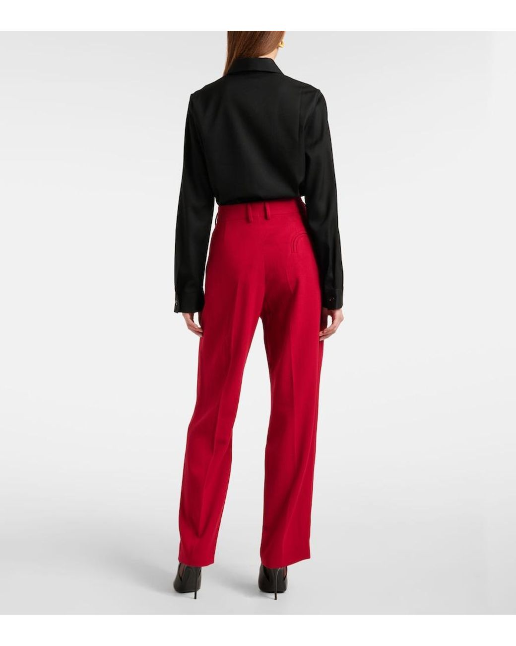 Blazé Milano Red Cool & Easy Wool Wide-Leg Pants