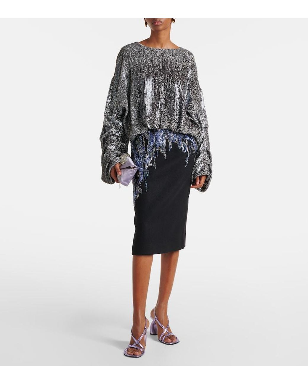 Dries Van Noten Purple Metallic Leather Sandals