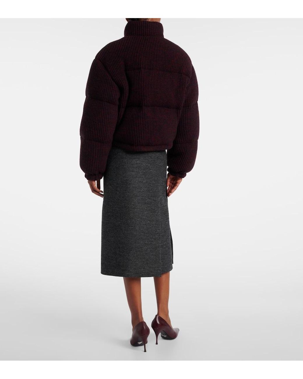 Prada Purple Cropped Wool And Cashmere Down Jacket